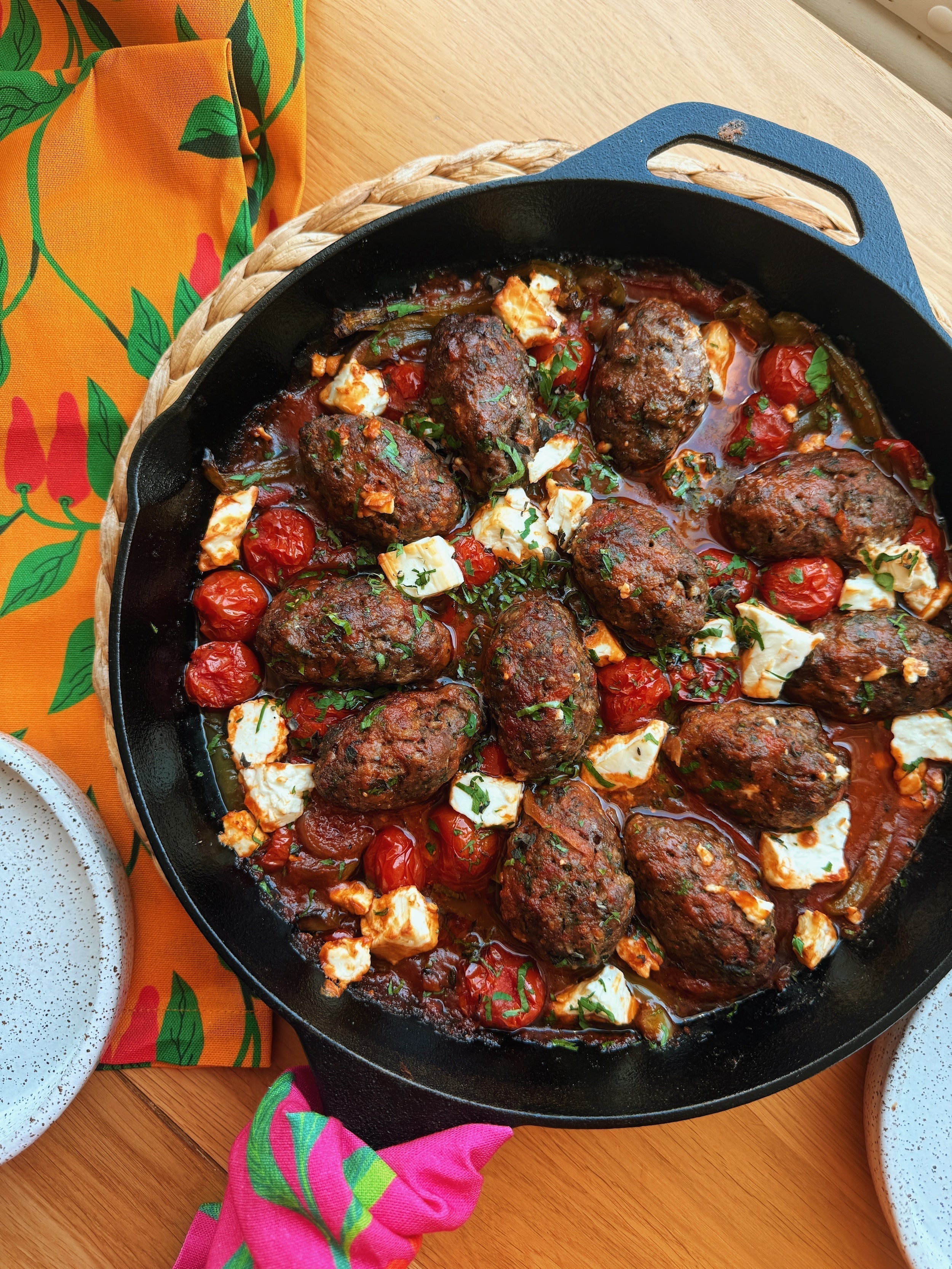 Noor's Baked Lamb Koftas with Peppers, Feta and Oregano – Diaspora Co.