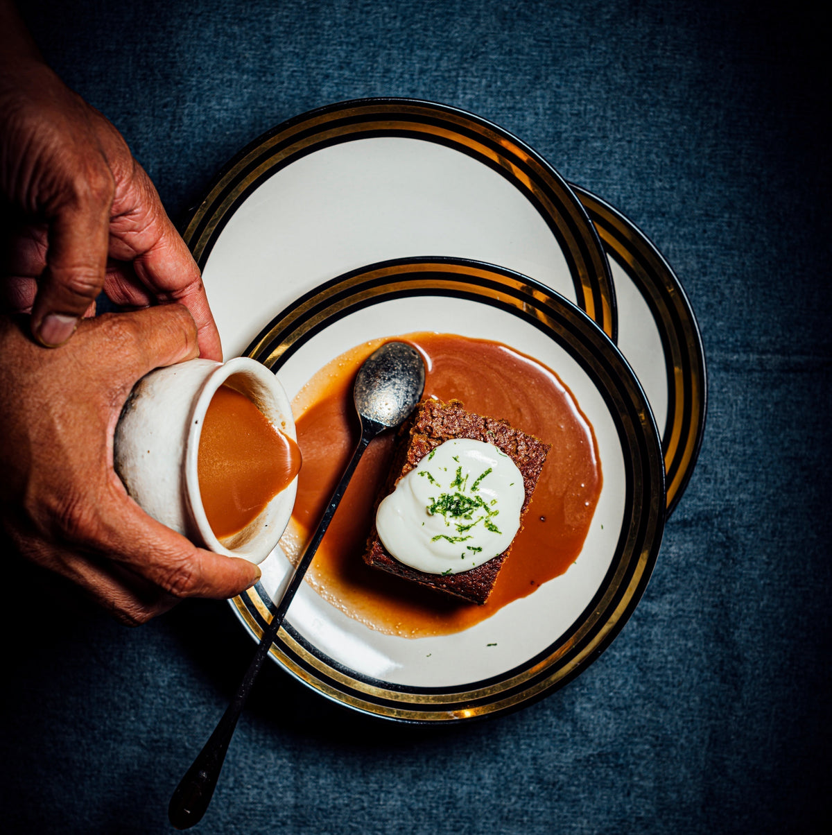 Gingerbread Cake with Date Syrup Bourbon Sauce
